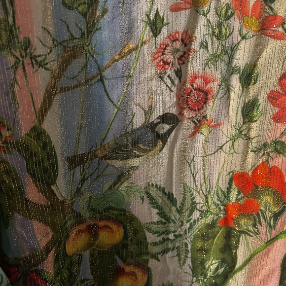 JUST BELLINA Julee Chinoiserie Bird Metallic  KAFTAN DRESS Sunkist New - Picture 4 of 9